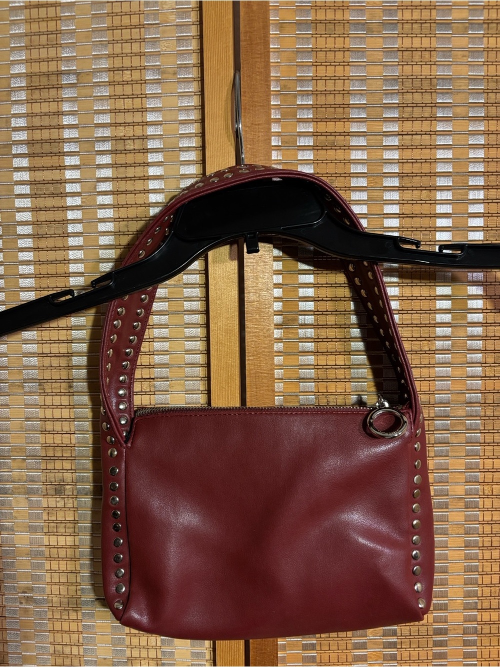 Nine West | Women’s Burgundy Faux Leather Studded Shoulder Bag - Picture 3 of 12